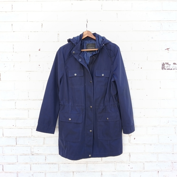 Talbots Anorek Jacket Wind Rain Navy - Picture 2 of 8